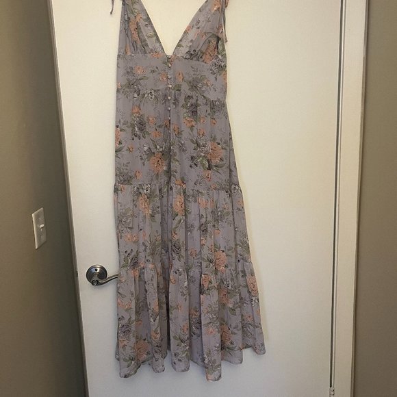 Lulus Everlasting Sight Lavender Floral Print Tie-Strap Midi Dress - Picture 4 of 4